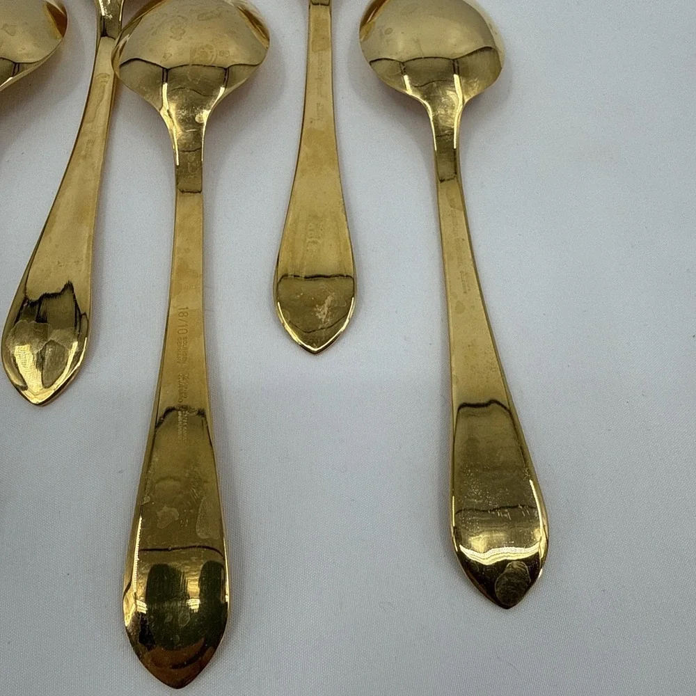 Solingen 18/10 23/24K Gold Plated Hartvergoldet Crown‎ Collection Spoons 7